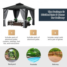 Load image into Gallery viewer, Costway 10x10 ft Gray Outdoor Canopy Gazebo Tent with Privacy Curtains - Suitable for Patio, Parties, and Gatherings