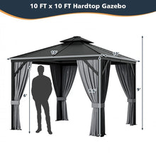 Load image into Gallery viewer, Costway 10x10 ft Gray Outdoor Canopy Gazebo Tent with Privacy Curtains - Suitable for Patio, Parties, and Gatherings