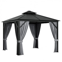 Load image into Gallery viewer, Costway 10x10 ft Gray Outdoor Canopy Gazebo Tent with Privacy Curtains - Suitable for Patio, Parties, and Gatherings