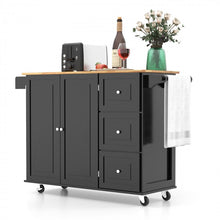 Load image into Gallery viewer, Modern Multifunctional Folding Kitchen Island Cart with Storage Cabinets