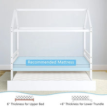 Load image into Gallery viewer, Children's Solid Wood Bed Frame with Attic-Style Headboard