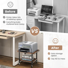 Load image into Gallery viewer, Mobile Printer Stand with Locking Casters and Storage Shelves