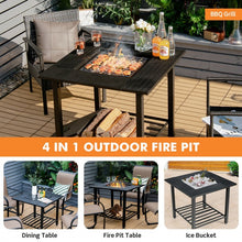 Charger l'image dans la galerie, Multifunctional Outdoor Fire Pit Table - Can Be Used as BBQ, Cooler, and Dining Table