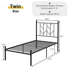 Load image into Gallery viewer, Black Tree Branch-Shaped Headboard Metal Platform Bed Frame
