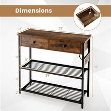 Load image into Gallery viewer, Costway Industrial Style Narrow Entryway Table with 2 Drawers and Metal Wire Frame - Suitable for Living Room and Entry