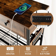 Load image into Gallery viewer, Costway Industrial Style Narrow Entryway Table with 2 Drawers and Metal Wire Frame - Suitable for Living Room and Entry