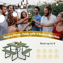 Load image into Gallery viewer, Outdoor Dining Table and Chairs Set - 4-Piece Set with 4 Benches and 1 Square Table - Suitable for Backyard and Garden Gatherings