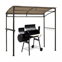 Load image into Gallery viewer, 7-Foot Outdoor Brown BBQ Canopy Pavilion with Storage Shelves and Hooks