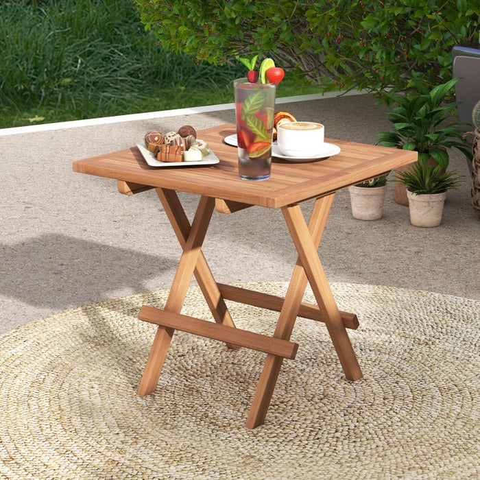 Costway Square Patio Side Table Folding Dining Table - Suitable for Camping and Backyard Gatherings
