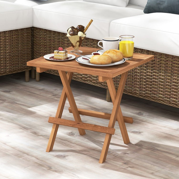 Costway Square Patio Side Table Folding Dining Table - Suitable for Camping and Backyard Gatherings