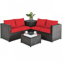 Charger l'image dans la galerie, 4-Piece Outdoor Wicker Sofa Set with Storage Cabinet for Patio