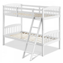 Load image into Gallery viewer, Wooden Bunk Bed Frame with Guardrail and Ladder for School Dormitories