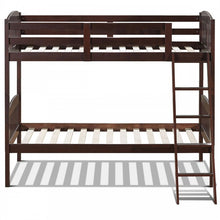 Load image into Gallery viewer, Wooden Bunk Bed Frame with Guardrail and Ladder for School Dormitories