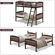 Load image into Gallery viewer, Wooden Bunk Bed Frame with Guardrail and Ladder for School Dormitories