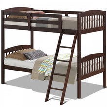 Load image into Gallery viewer, Wooden Bunk Bed Frame with Guardrail and Ladder for School Dormitories