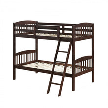 Load image into Gallery viewer, Wooden Bunk Bed Frame with Guardrail and Ladder for School Dormitories