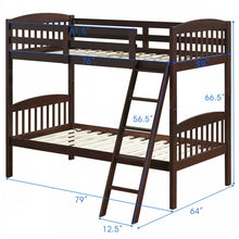 Load image into Gallery viewer, Wooden Bunk Bed Frame with Guardrail and Ladder for School Dormitories