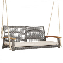 Load image into Gallery viewer, Outdoor Patio 2-Person Wicker Rocking Hanging Chair