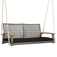 Load image into Gallery viewer, Outdoor Patio 2-Person Wicker Rocking Hanging Chair