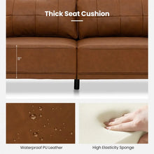 Load image into Gallery viewer, Costway Brown Leather Couch for Living Room - 3-Seater with 2 Removable Back Cushions