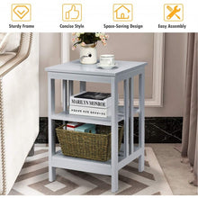 Charger l'image dans la galerie, Costway Living Room Side Tables Nightstand with Three-Tier Storage Shelves - Suitable for Living Room and Bedroom