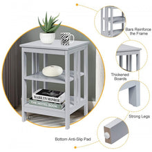 Charger l'image dans la galerie, Costway Living Room Side Tables Nightstand with Three-Tier Storage Shelves - Suitable for Living Room and Bedroom