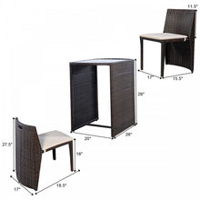 Charger l'image dans la galerie, 3-Piece Outdoor Rattan Patio Table and Chair Set with Cushions