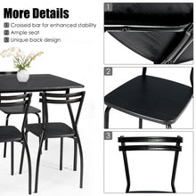 Load image into Gallery viewer, Black Modern Dining Room Sets - 5-Piece Set with 4 Chairs - Suitable for Restaurant