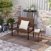 Load image into Gallery viewer, Outdoor Patio Garden Bench with Backrest - Rubberwood Double Leisure Chair