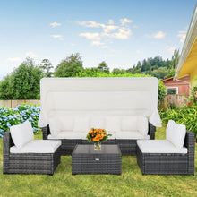 Charger l'image dans la galerie, Costway Outdoor Furniture with Canopy Sofa Set and Retractable Top - Suitable for Backyard and Garden