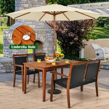 Load image into Gallery viewer, Outdoor 4-Piece Dining Room Set - Includes 1 Long Table, 1 Loveseat, and 2 Armchairs - Suitable for Backyard Gatherings