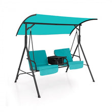 Load image into Gallery viewer, Outdoor Adjustable Canopy 2-Person Swing Chair with Cooler Bag and Table