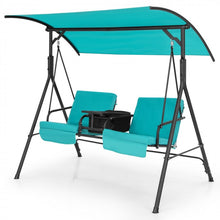 Load image into Gallery viewer, Outdoor Adjustable Canopy 2-Person Swing Chair with Cooler Bag and Table