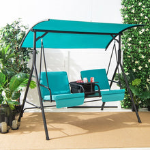 Load image into Gallery viewer, Outdoor Adjustable Canopy 2-Person Swing Chair with Cooler Bag and Table