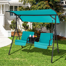 Load image into Gallery viewer, Outdoor Adjustable Canopy 2-Person Swing Chair with Cooler Bag and Table