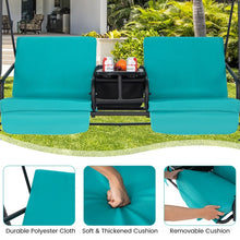 Load image into Gallery viewer, Outdoor Adjustable Canopy 2-Person Swing Chair with Cooler Bag and Table
