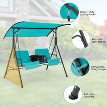 Load image into Gallery viewer, Outdoor Adjustable Canopy 2-Person Swing Chair with Cooler Bag and Table