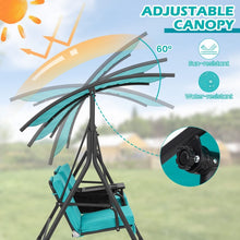 Load image into Gallery viewer, Outdoor Adjustable Canopy 2-Person Swing Chair with Cooler Bag and Table