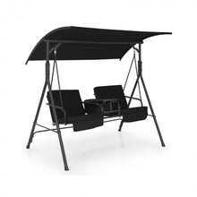 Load image into Gallery viewer, Outdoor Adjustable Canopy 2-Person Swing Chair with Cooler Bag and Table
