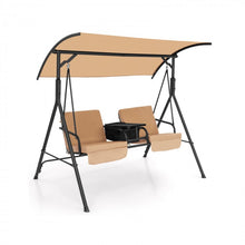 Load image into Gallery viewer, Outdoor Adjustable Canopy 2-Person Swing Chair with Cooler Bag and Table