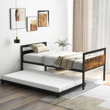 Load image into Gallery viewer, Costway Industrial-Style Metal Sofa Bed with Pull-Out Trundle