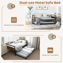 Load image into Gallery viewer, Costway Industrial-Style Metal Sofa Bed with Pull-Out Trundle