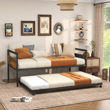 Load image into Gallery viewer, Costway Industrial-Style Metal Sofa Bed with Pull-Out Trundle
