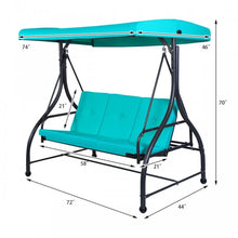 Charger l'image dans la galerie, Outdoor Garden Patio Adjustable Canopy Green Swing Bed for 3 People