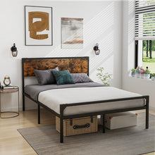 Load image into Gallery viewer, Costway Industrial Style Queen Size Bed Frame with Headboard, Footboard, and Storage Space - Full Size Bed Option Available