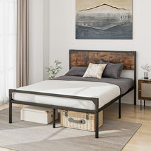 Load image into Gallery viewer, Costway Industrial Style Queen Size Bed Frame with Headboard, Footboard, and Storage Space - Full Size Bed Option Available