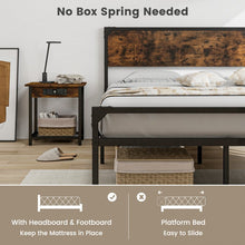 Load image into Gallery viewer, Costway Industrial Style Queen Size Bed Frame with Headboard, Footboard, and Storage Space - Full Size Bed Option Available