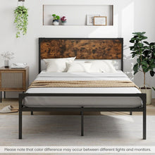 Load image into Gallery viewer, Costway Industrial Style Queen Size Bed Frame with Headboard, Footboard, and Storage Space - Full Size Bed Option Available