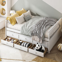 Load image into Gallery viewer, Modern Minimalist White Bed with Drawers, Casters and Sofa Function