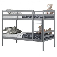 Load image into Gallery viewer, Modern Stylish Wood Double Children's Bed with Guard Rails and Ladder